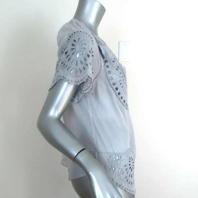 Blusa Isabel Marant Etoile Arthel Azul Claro Broderie Anglaise Tamanho 0 - Imagem 4 de 4