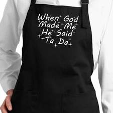 When God Made Me Funny Christian Quote Faith Religious gift Apron Chef Cooking