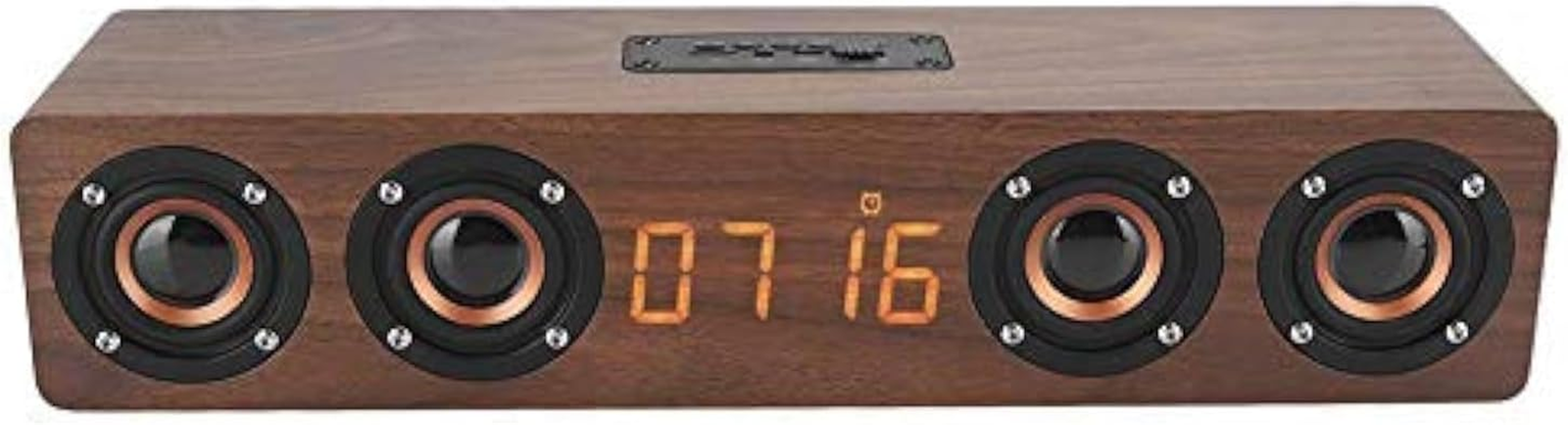 Portable Stereo Wooden Soundbar, 20W Bluetooth Speaker, Rechargeable Bass Effect
