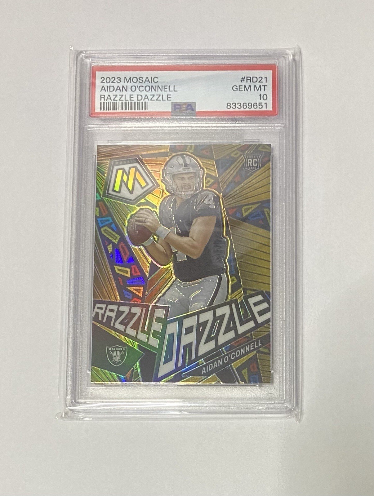 💰2023 PANINI MOSAIC AIDAN O'CONNELL RAZZLE DAZZLE #RD2 PSA 10 GEM MINT💰