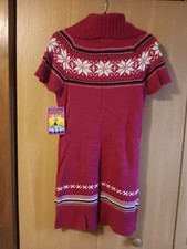 Womens NWT Fuchsia/White Snowflake She's Cool Turtleneck Dress SZ M 100% Acrylic