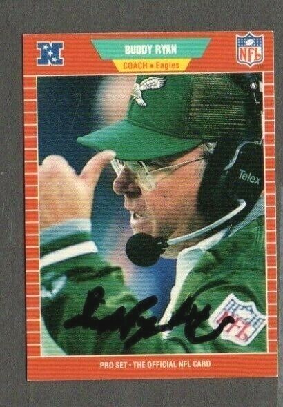 Buddy Ryan 1989 Pro Set authentic autographed card Eagles