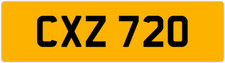 CXZ 720 C 3x3 DATELESS PRIVATE NUMBER PLATE CAM COL CHRIS CHAS CHARLIE CAL CON