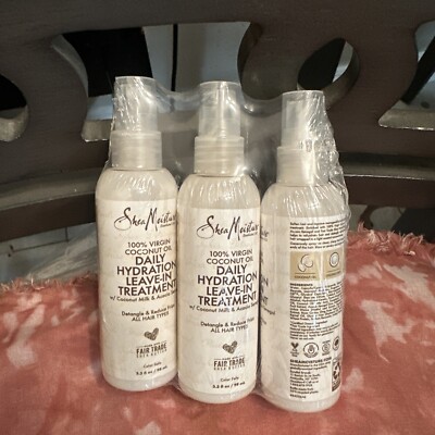 (3) Shea Moisture Virgin Coconut Oil Daily Hydration Leave-in Treatment 3.3 Oz C