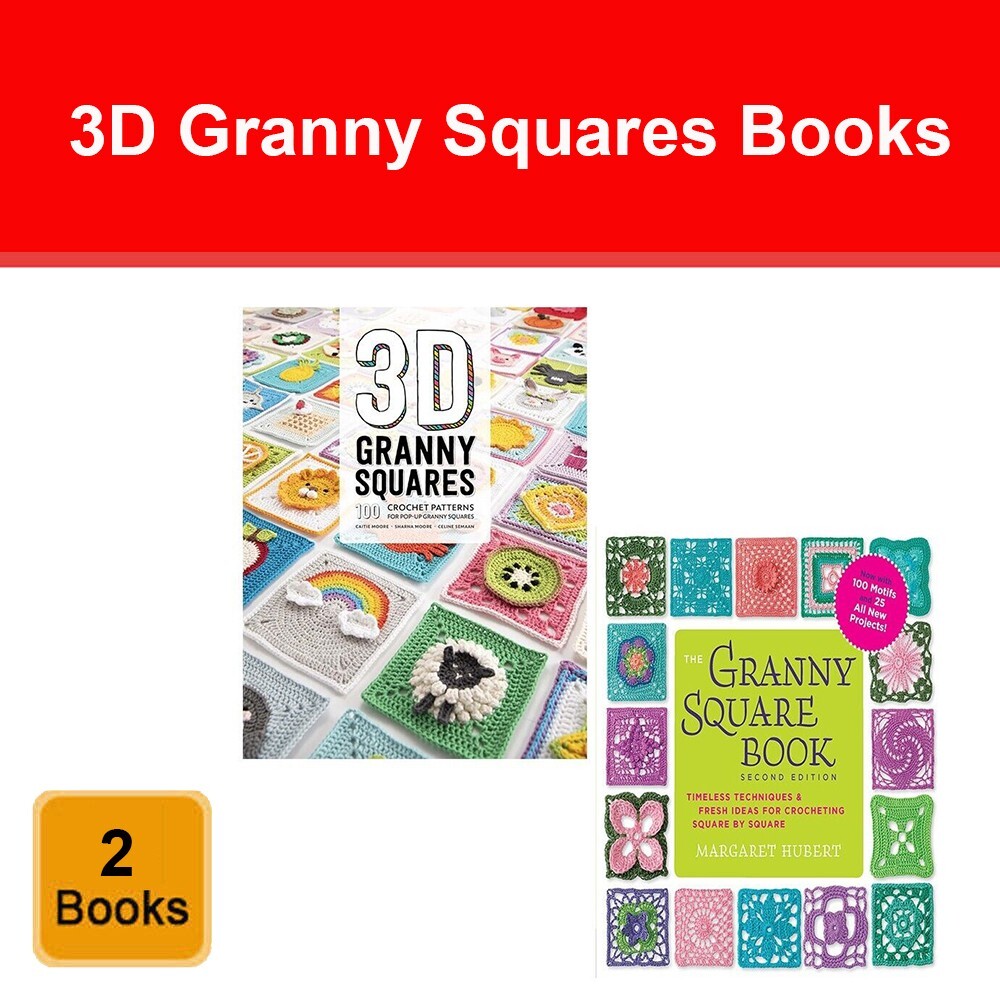 3D Granny Squares Caitie Moore,Granny Square Book Margaret Hubert 2 Books Set