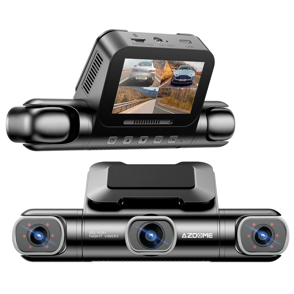 AZDOME 360° 4K 4 Lens Dash Cam 5G WiFi GPS 2K/1080P 3"DVR Motion Detection 128GB - image 2 of 4