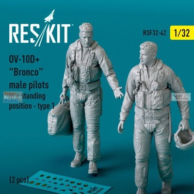 RESRSF320042F 1:32 ResKit OV-10D+ Bronco Male Pilots Standing Figure Set #1