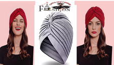 Pretty Turban Chemo Cancer Hat Hair Loss Elastic Woven Beanie Gray