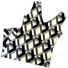 Geometric Bodycon Daily Dress Sleeveless V-Neck Black Grey White Size 40 L