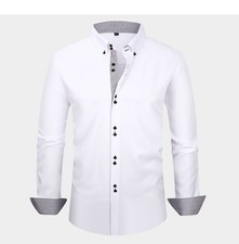 Mens Dress Shirts Formal Business Long Sleeves Elastic Casual Dress Shirts Tops