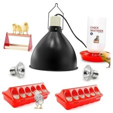 Chick Heat Lamp, 5 Pcs Chick Starter Kit with Chick Feeder and Waterer Set,