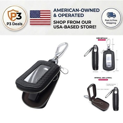 Durable Snap Hook Leather Car Key Fob Case - Universal Fit for All Key Shapes