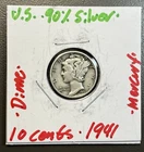 1941- 10C Mercury Dime / 90% Silver Coin.