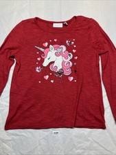 Childrens Place Girls Sz 10/12 Light Sweater Knit Pullover Hearts Sequin Unicorn