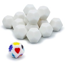 15 pcs D12 White Blank dice 25 mm for Board Games, Teaching and DIY Big size
