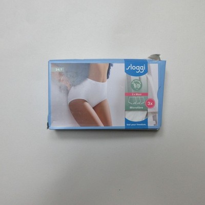 Sloggi Womens 24/7 Maxi Briefs Size 14 White Microfibre 3 Pack Knickers Pants