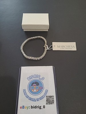 Marchesa Cubic Zirconia Tennis Style Flex Bracelet. IN A GIFT   