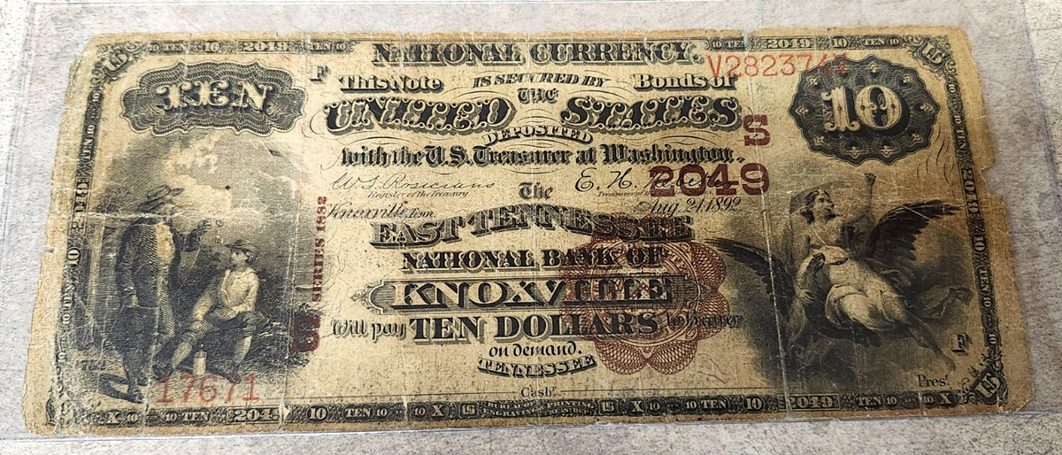 1882 $10 National Note - #2049 Nat'l Bank Knoxville, TN - Many