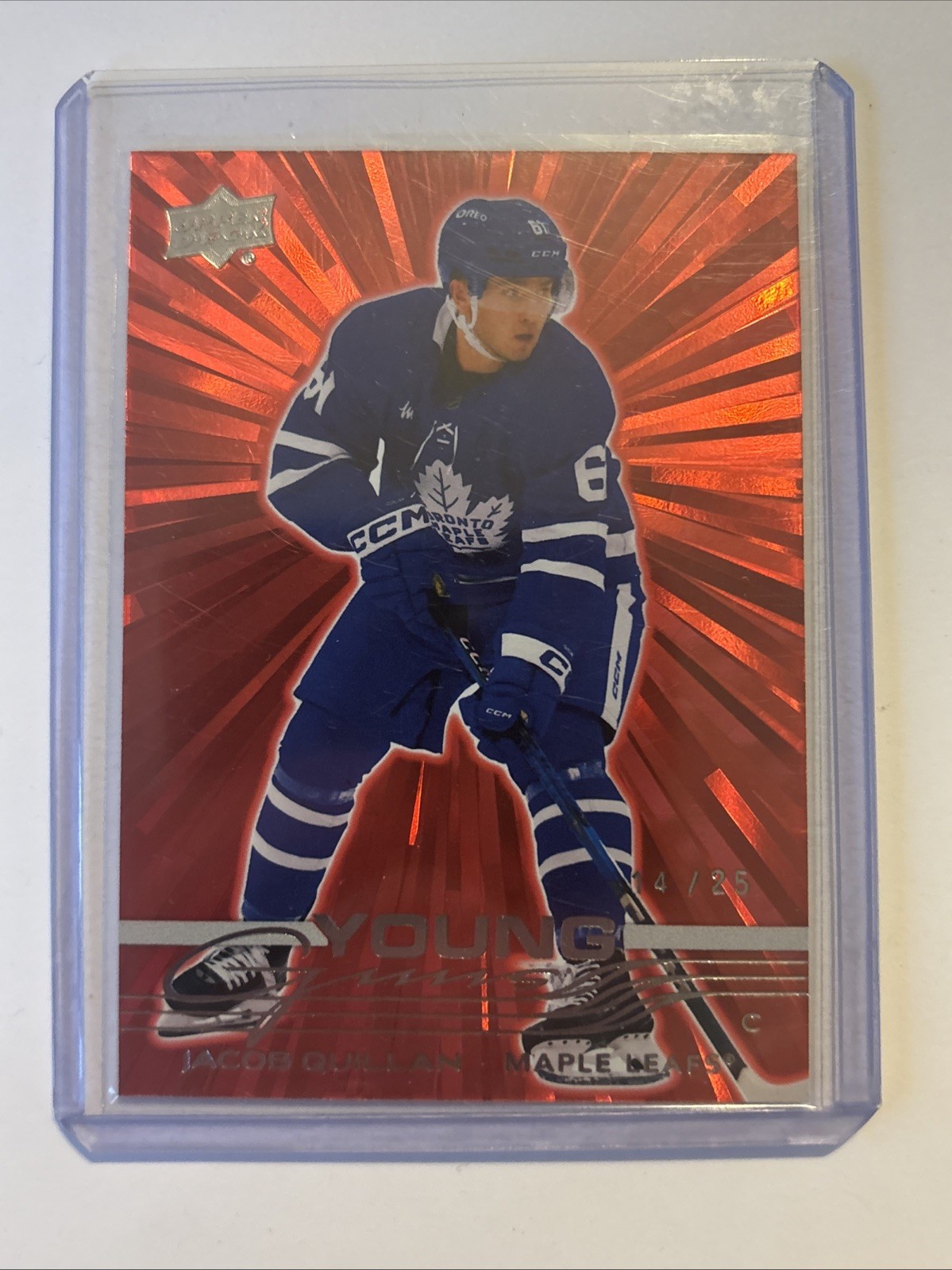 2025-26 Upper Deck Series 1 Young Guns Jacob Quillan #241 Outburst Red /25 (RC)
