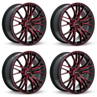 Set 4 16'' RTX Vertex Black Machined Red Wheels 16x7 5x4.5 40mm Truck Suv Rims