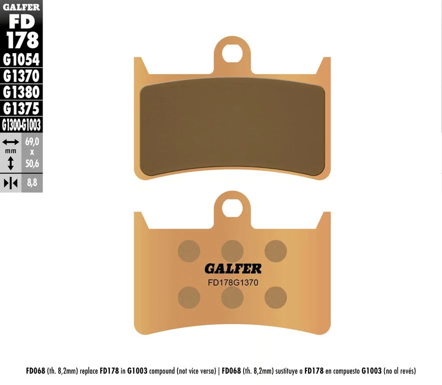 Спеченные передние тормозные колодки Galfer Brakes Galfer HH FD178G1370 1722-0829 17-178H - Изображение 2 из 4
