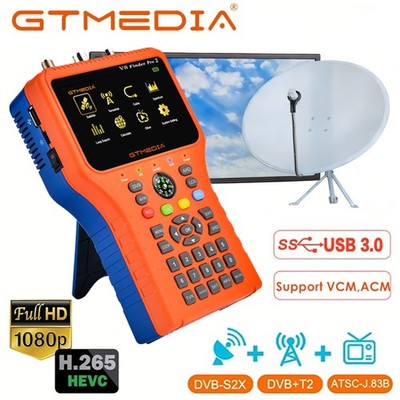 GTMEDIA V8Finderpro HD 4,3 Zoll LCD DVB-S/S2+Kabel/T/T2 Satfinder Messgerät Akku
