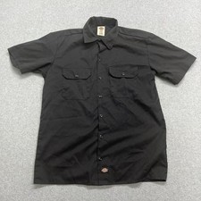 Dickies Short Sleeve Work Shirt Black Casual Button Down 2 pockets Sz M