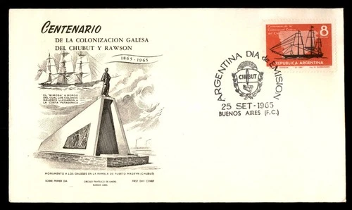 Mayfairstamps Argentina FDC 1965 Sailboat Monument Welsh of Chubut First Day Cov
