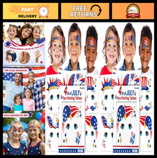 Patriotic Temporary Face Tattoos for Kids - 4th of July USA Party Supplies 24 S