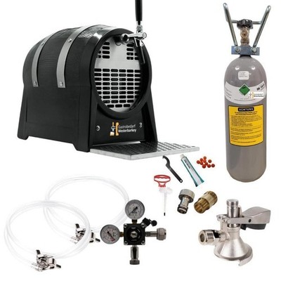 Zapfanlage Bierfassform Set Druckminderer, Keg, Schläuche 2 kg CO² Reinigungsset