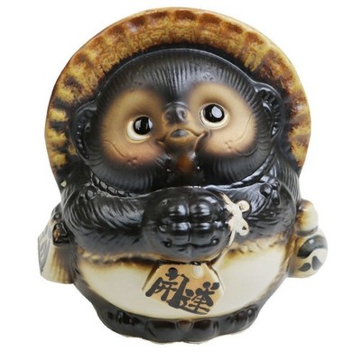 Shigaraki Ware Tanuki Waschbär Hund Figur Glücksbringer Keramik ta-0186...