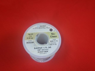 Kester Flux cored Solder Sn63Pb37 .6mm No Clean J std 006C 1lb 24 6337 8809