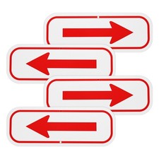 4-Pack 10" x 3.5" Red Aluminum Reflective One-way Arrow Sign White/Red 