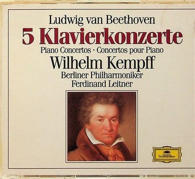 BEETHOVEN The 5 Piano Concertos WILHELM KEMPFF Leitner 3-CD W.GERMANY PDO *READ*