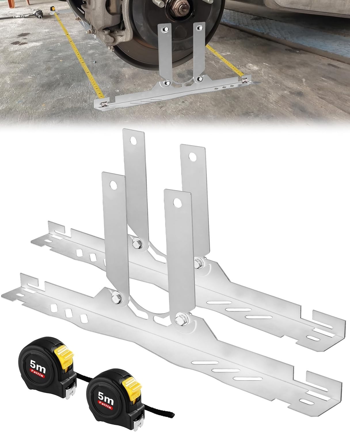 Upgraded Wheel Alignment Tool Kit, Toe Alignment Tool Plates with Extension Arms