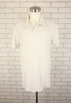 Sol Angeles Riviera Terry Cloth Cord Stripe Polo Mens L Slim 42'' Chest