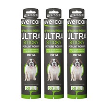 Pack of 3 Mega Oversized Lint Roller Refills for Pets - 50 Sheets Each, All-Purp