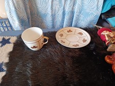 Vista Alegra China Gold Flower Design Demitasse Cup & Saucer Set