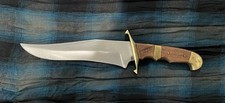 Large 13 Fixed Blade Bowie Knife, Pakistan SS Blade, Brass/Wood Handle