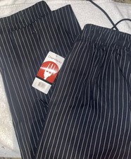 Chef Works Men's Designer Baggy Chef Pants, Black W/ Wht Pinstripe, XL