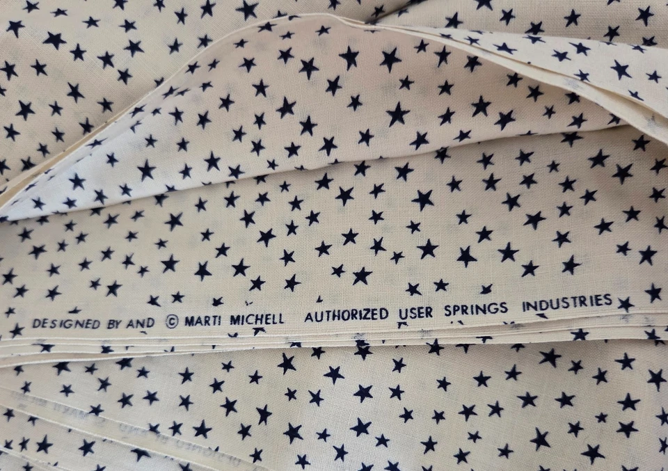 Marti Michell Blue Stars on Beige для Springs Ind. Ткань 5 ярдов x 46"" - Изображение 4 из 4