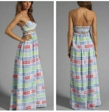 $368 MARA HOFFMAN Cutout Boho Maxi Dress Summer Leis Strapless Designer NEW 2
