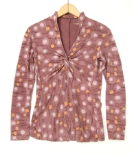 Patagonia Woman's S Organic Cotton Athleisure Twist V-Neck Purple Pattern Top