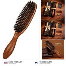 Hair and Beard Brush Kit for Men with Natural Boar Bristles and Sapele Wood E...
