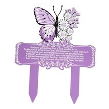 Memorial Stakes Grave Decorations for Cemetery Butterfly Metal purple