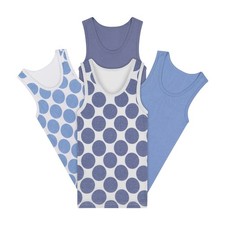 Buyless Fashion Boys Scoop Neck Tagless Undershirts Cotton Blue Polka Dot Tank