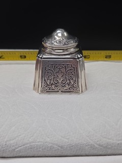Sterling Silver Glass Inkwell Hallmarked Ornate Design Serial #