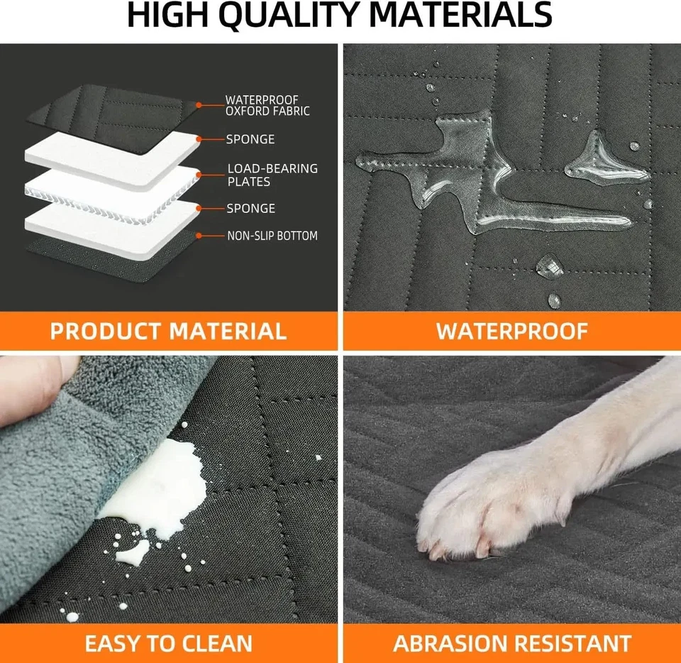 Hard Bottom Dog Car Back Seat Cover Waterproof Hammock w/Side Flap for SUV Truck - Image 4 of 4