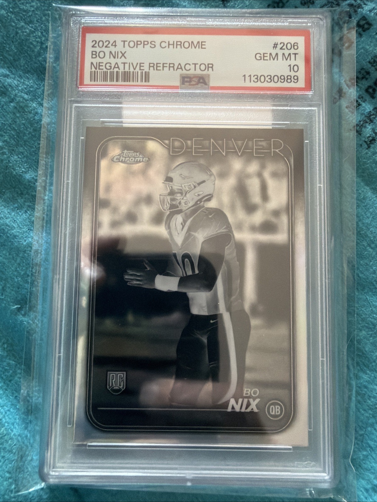 Bo Nix Topps Chrome #206 Negative Refractor