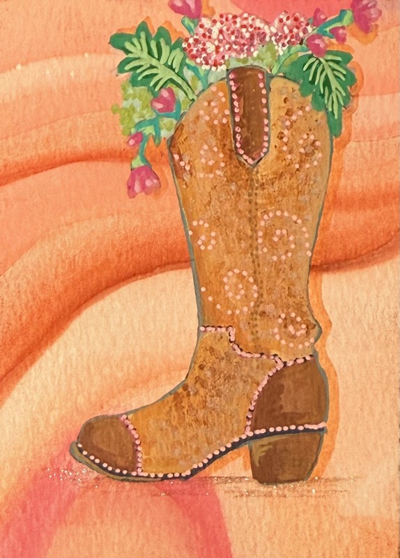 ACEO Original Carnelian Cowgirl Series #1 - 2.5x3.5 western aesthetic art card